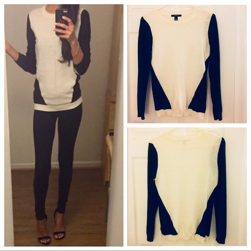 Cream and Black Lightweight Sweater